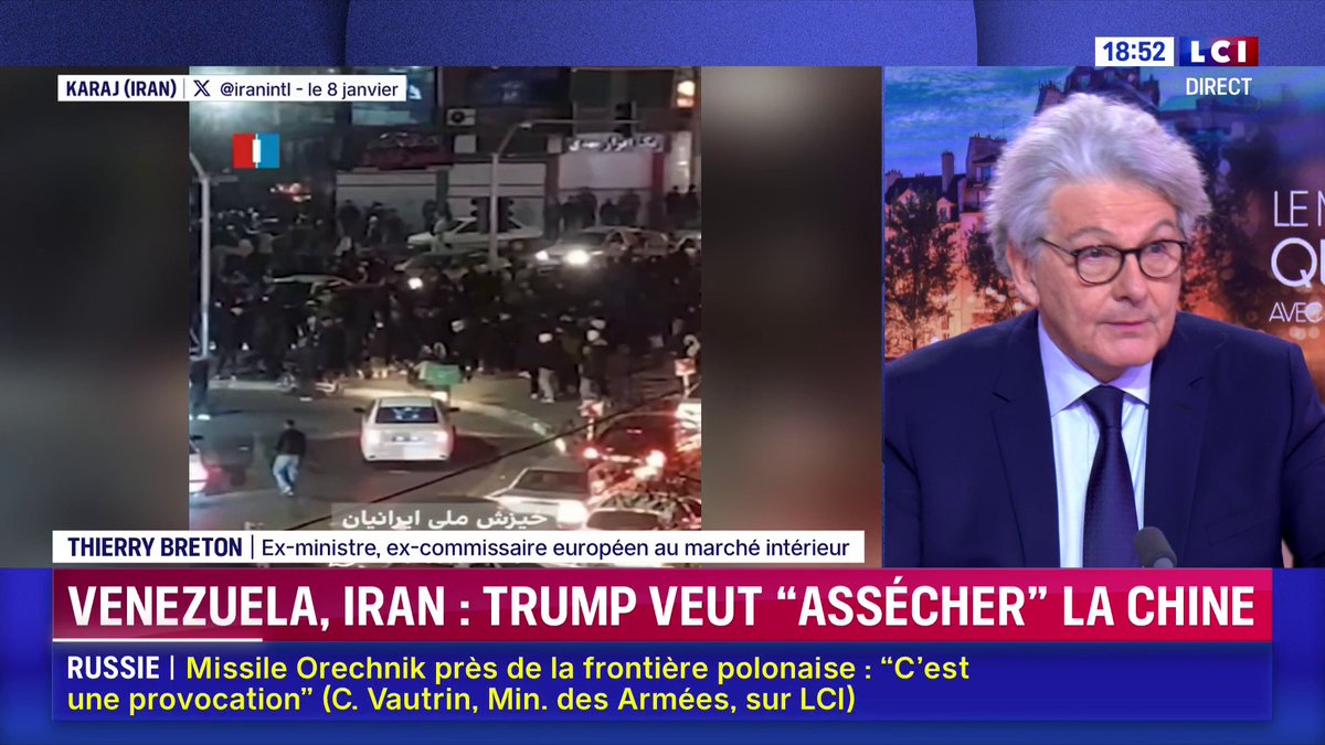 🗣️ Les Etats-Unis se préparent à "un monde dans lequel il va y avoir une confrontation massive, un choc frontal entre les Etats-Unis et la Chine" : Thierry Breton à Darius Rochebin sur LCI