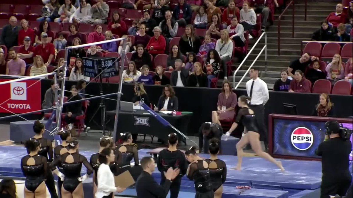 Ana kicks off her NCAA career with a 9.825! 📺: MidCo Sports Plus #OneMindForUs | #GoStanford