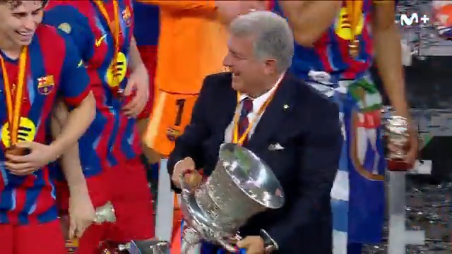 La celebración de Joan Laporta. #superSupercopa #LaCasaDelFútbol