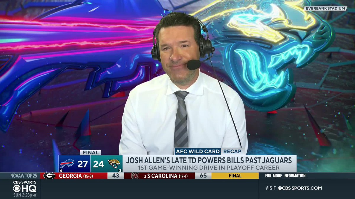 "If you don't take the punishment, you can't win these games. I really feel like he did that." Tony Romo on Josh Allen vs Jaguars.