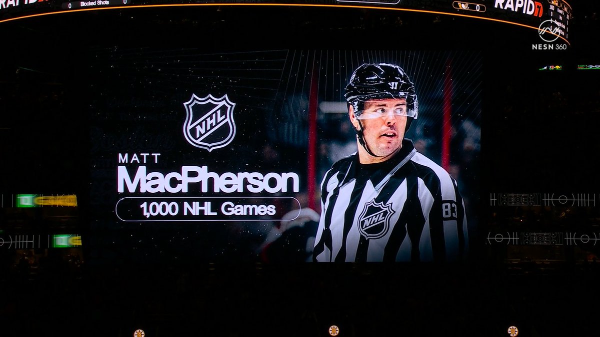 Congrats to Matt MacPherson on officiating his 1,000th NHL game 👏