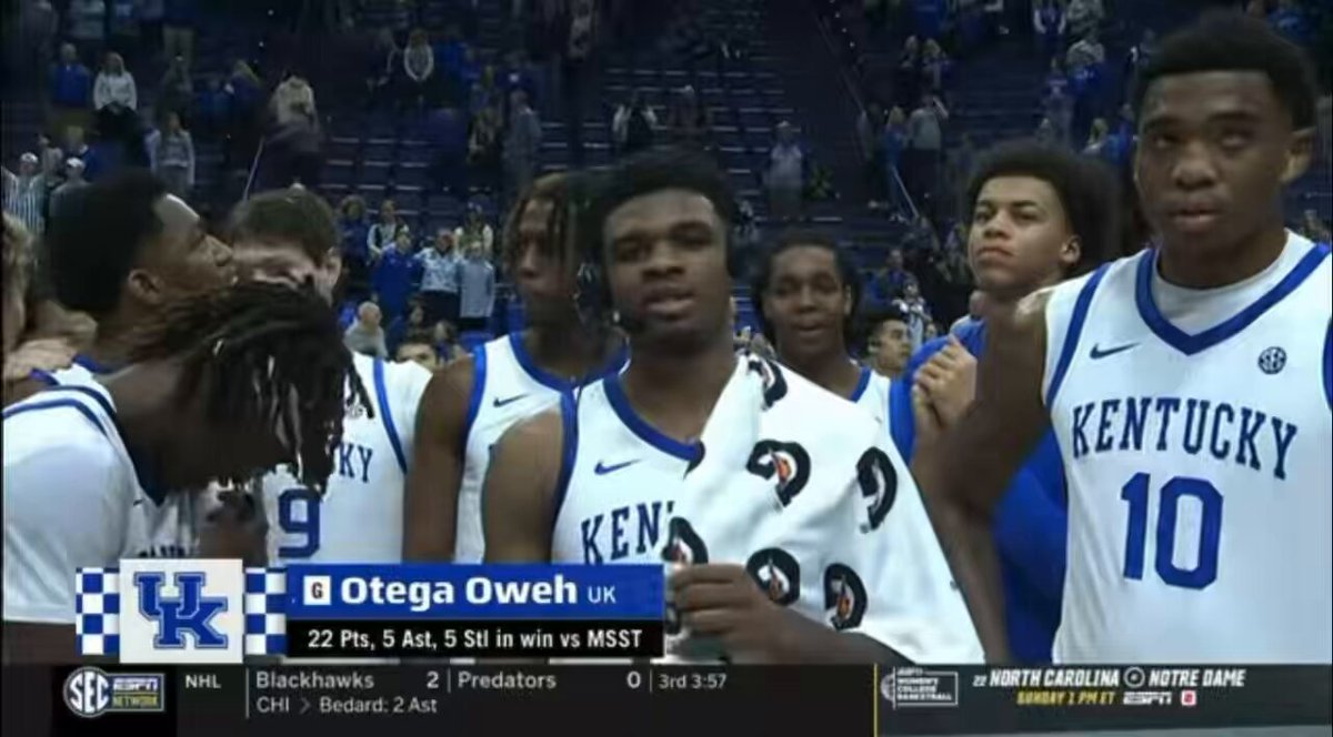 “Putting on this jersey, it’s a privilege. What comes with it is great tradition. A lot of greats wore this jersey before us so you know we’ve got to uphold it. We’re just trying to do that every day…” Great quote by Kentucky’s Otega Oweh.