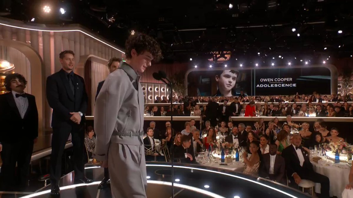 CONGRATULATIONS, Owen Cooper! Let's hear it for our #GoldenGlobes winner for Best Supporting Male Actor – Television in Adolescence! 🙌