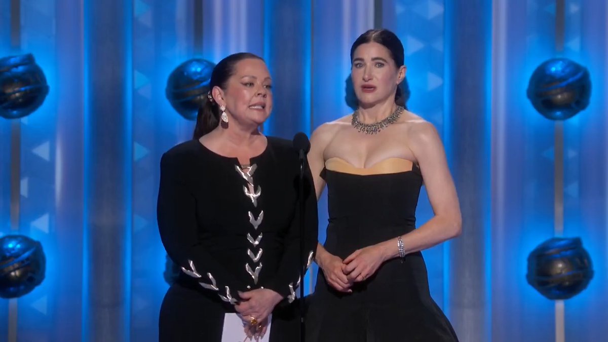 Kathryn Hahn & Melissa McCarthy are here to present tonight's #GoldenGlobes winner for Best Male Actor – Television – Limited Series, Anthology Series or Television Motion Picture. 🏆