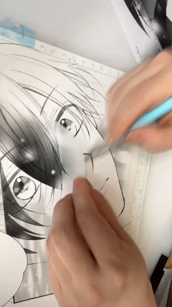 アナログで漫画を描いています✨️開催中の原画展🩵「みなくま展」🩷ではアナログの生原稿が多数展示されています。是非お越しください✨️ #みなくま展 #アナログイラスト
