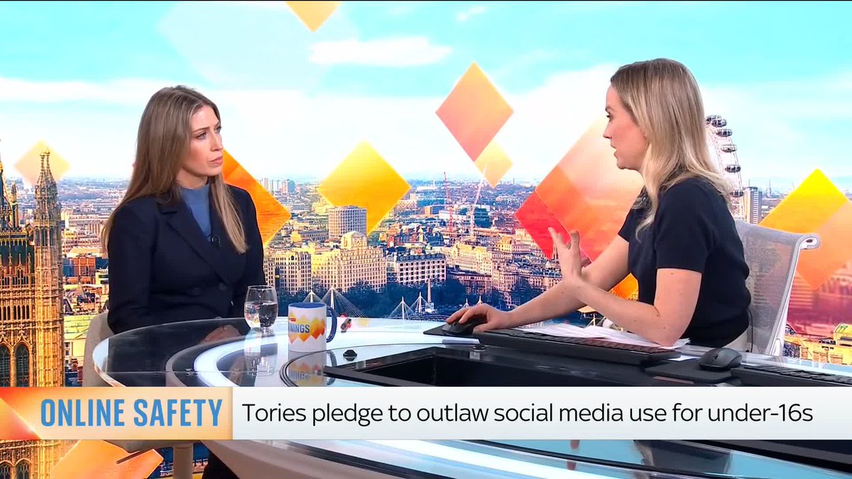 The shadow education secretary joined Sophy Ridge to explain the Tories' pledge on social media for under-16s ⬇️ Sophy tells Laura Trott MP that there has been a lot of support from viewers who have emailed in