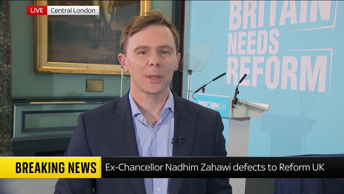 "As defectors go for Reform, it was a big one", says Sky's @RobPowellNews after former Tory chancellor Nadhim Zahawi made a surprise move from the Conservatives to Reform. Politics latest 👉 📺 Sky 501 and YouTube
