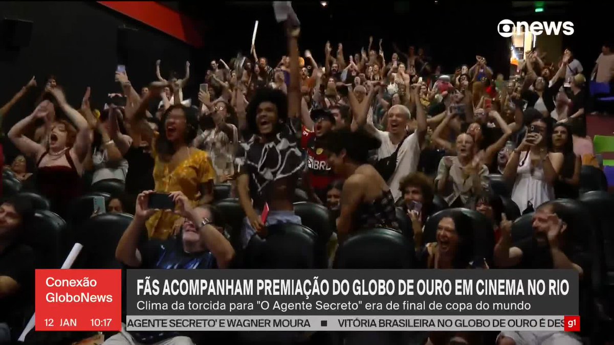 Clima de Copa do Mundo: Público vibra com vitória do Brasil no Globo de Ouro em cinema do Rio. ➡️ Assista à #GloboNews: