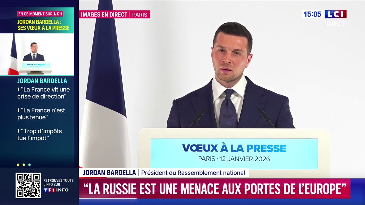 "La Russie est une menace multidimensionnelle pour un certain nombre d'intérêts européens", affirme Jordan Bardella, président du Rassemblement national