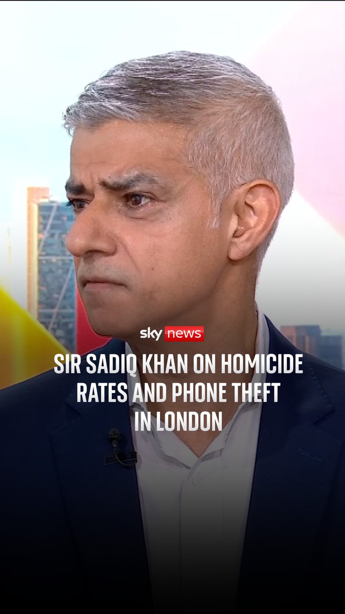 Sir Sadiq Khan tells Sky's Wilfred Frost that London has made "remarkable progress" on homicides after the number in the capital fell to their lowest level in over a decade. He says the city's critics "spam social media feeds with a stream of distortion and untruths."