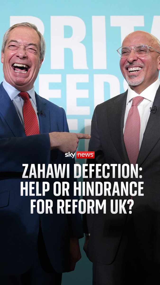 Nadhim Zahawi, former Conservative chancellor under Boris Johnson, has defected to Reform UK. He becomes the 20th former Conservative MP to defect to the party. Sky's Rob Powell asks if his defection will be a help or a hindrance for Nigel Farage's party.