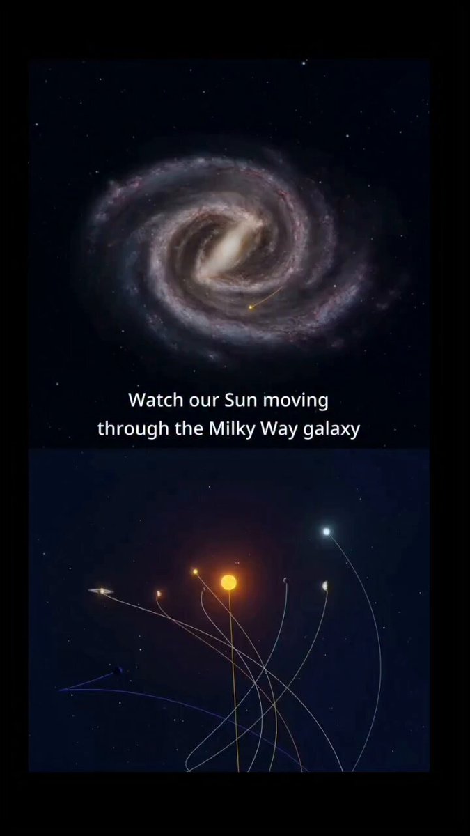 🚨: The Sun isn’t standing still. It’s orbiting the Milky Way at ~220 km/s, taking 225–230 million years for one full "galactic year." Our Solar System gently bobs up and down through the galaxy as it moves. Feels still… but you’re riding a starship