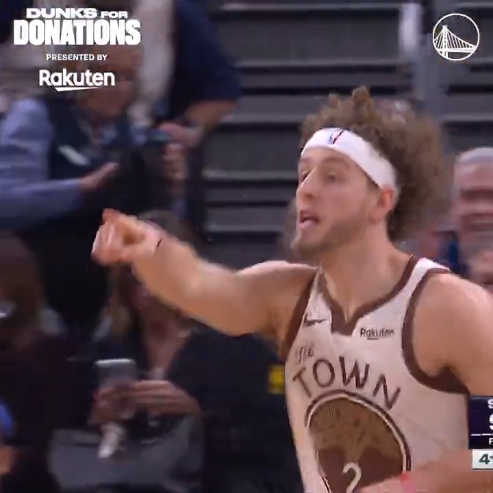 The Dubs have 123 dunks so far this season, resulting in $307,500 raised for the Warriors Community Foundation, courtesy of Rakuten Dunks for Donations || #DubNation
