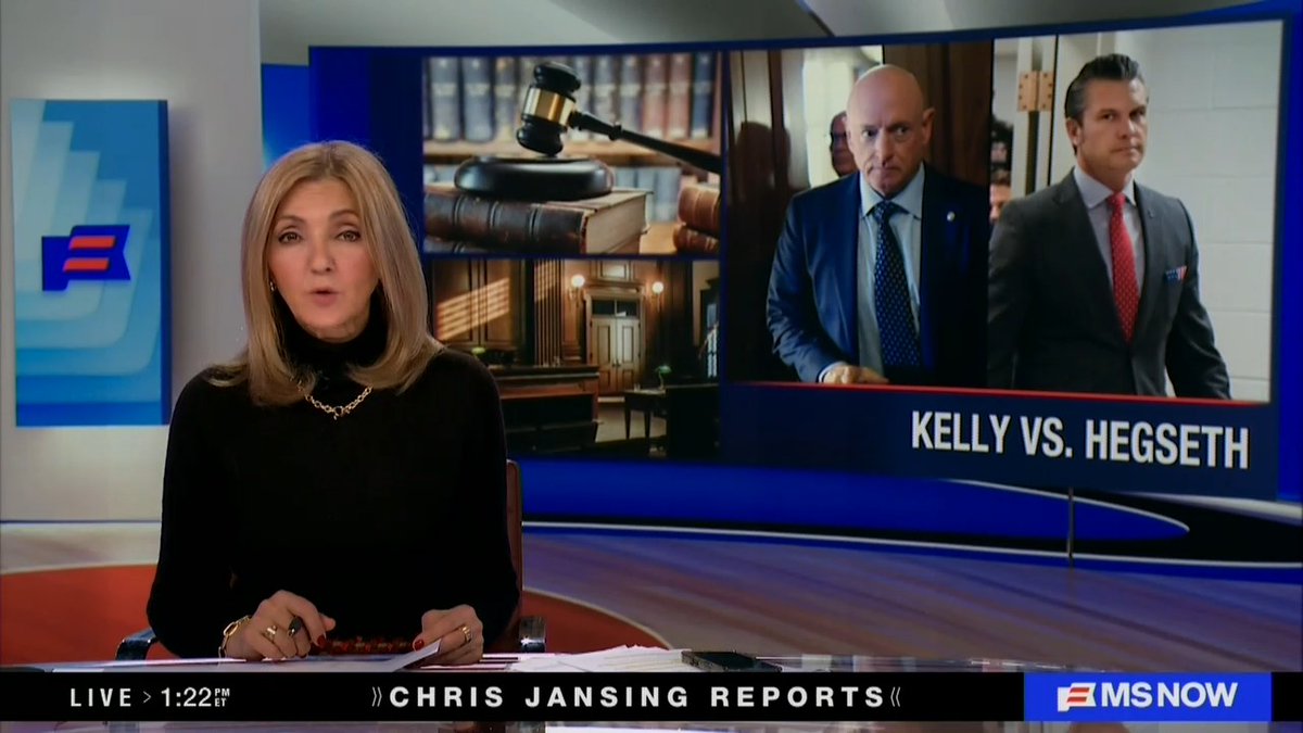 Reporter: We've just learned that Democratic Senator Mark Kelly is suing Pete Hegseth. Mark Kelly is challenging an agency action under the Administrative Procedure Act, basically saying that Hegseth's decision to initiate a process that could demote him in terms of his ranking or deprive him of his pension is an arbitrary and capricious decision.