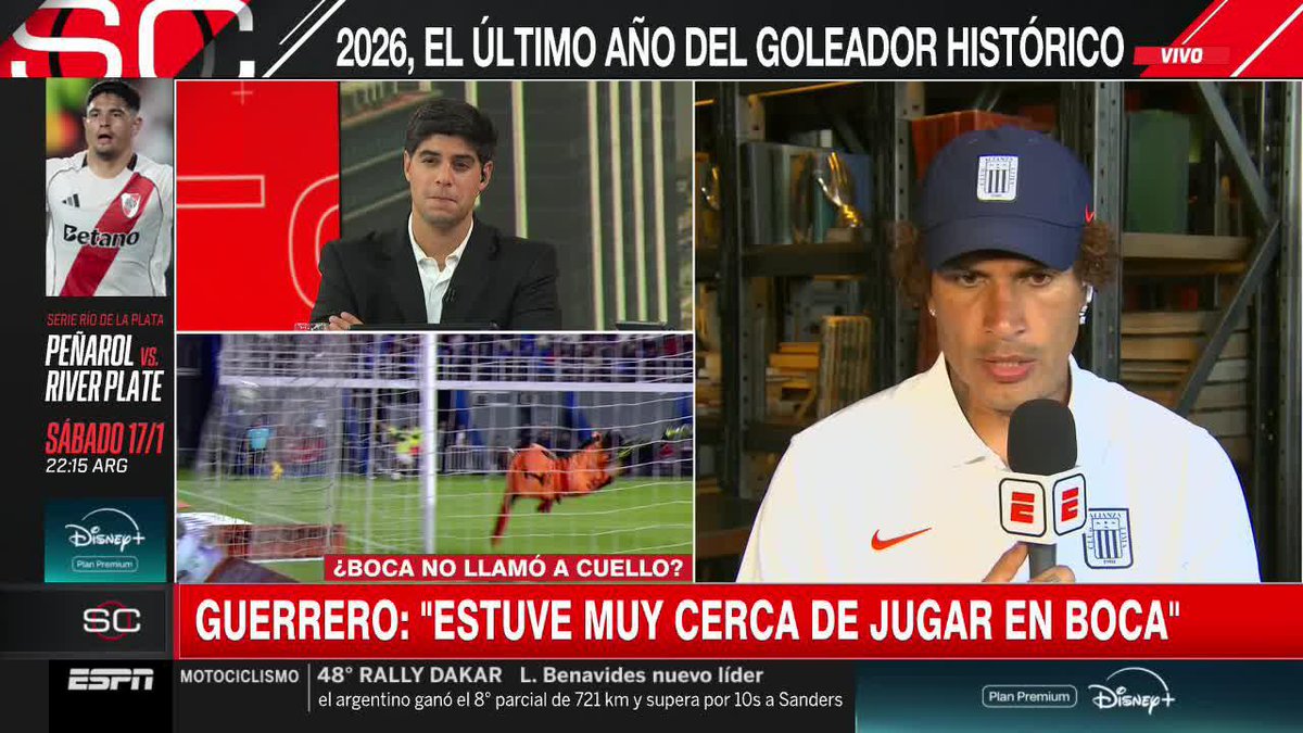 Paolo Guerrero en SportsCenter "Estuve muy cerca de llegar a Boca en 2019/2020 y despues me fueron a buscar en 2022"