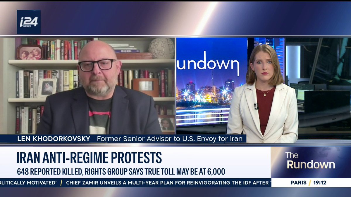 “People on the streets of Iran are calling Reza’s name and putting his name on walls in graffiti,” Len Khodorkovsky (Len Khodorkovsky) tells Nicole Zedeck on #TheRundown. “The crown prince has said he will be happy as long as people have a say in their future.”