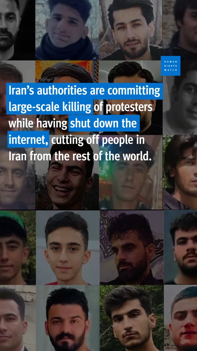 Iran’s authorities are committing large-scale killing of protesters while having shut down the internet, cutting off people in Iran from the rest of the world. Iranian authorities should immediately end the bloodshed and release everyone arrested for exercising their human rights.