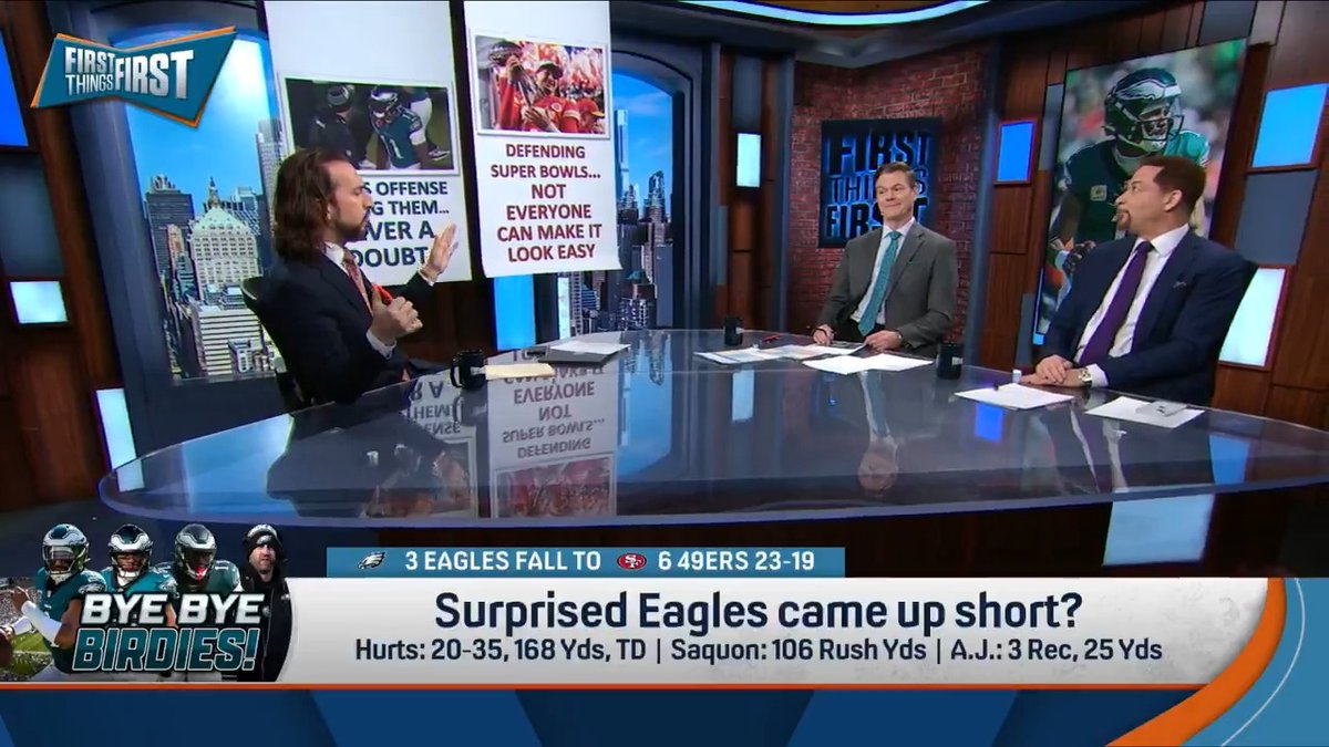 “It is a disaster of a season for Nick Sirianni.” nick wright says defending your title isn’t for everyone...so he dropped another banner 😅