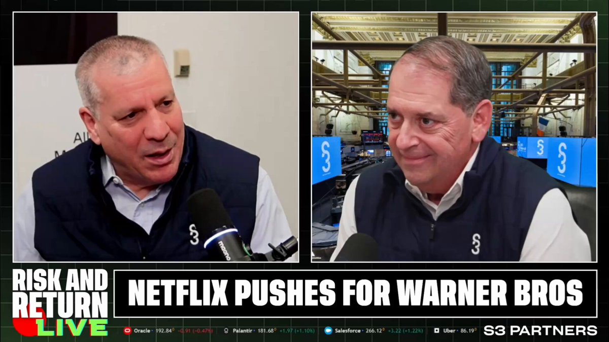 "I've been told by multiple people on trading desks that this is the "arb" of the century." Investors are hoping to cash in big on the Warner bros bidding war. Listen to the full episode of "Risk and Return" with Bob Sloan and I on your favorite platform YouTube: Spotify: Apple: Brought to you by S3 Partners