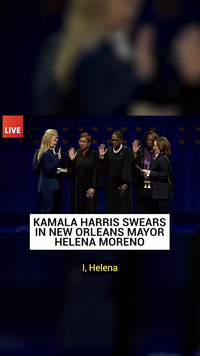 It’s official: New Orleans mayor Helena Moreno is sworn in by Vice President Kamala Harris.