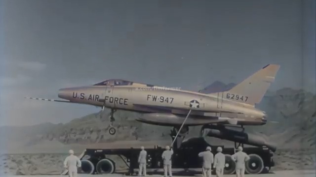 Badass Restored and colored footage of an F-100D Super Sabre from the 352d TFS taking part in a Zero-Length Launch (ZEL) on the worlds shortest runway in 1958. This Hun likely saw action in Vietnam at some point and one report said it was now sitting in the boneyard.🤘😎