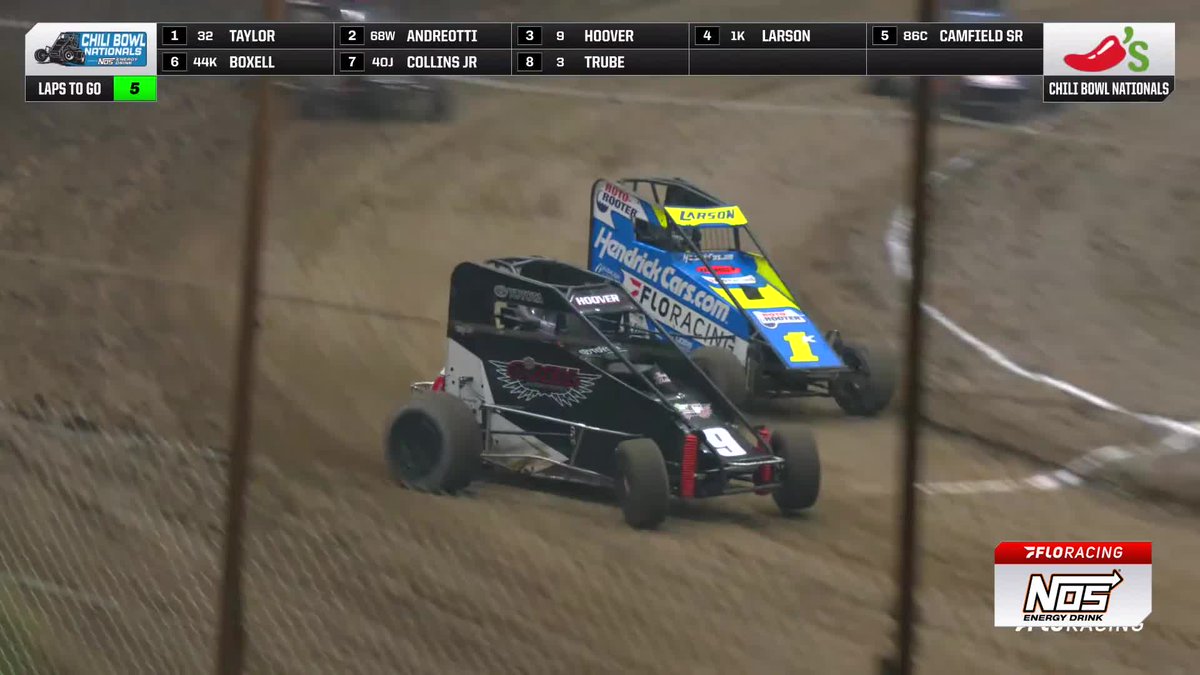 LARSON GOES AROUND! Trouble for "Yung Money" in Monday heats at the #ChiliBowl powered by NOS Energy Drink.