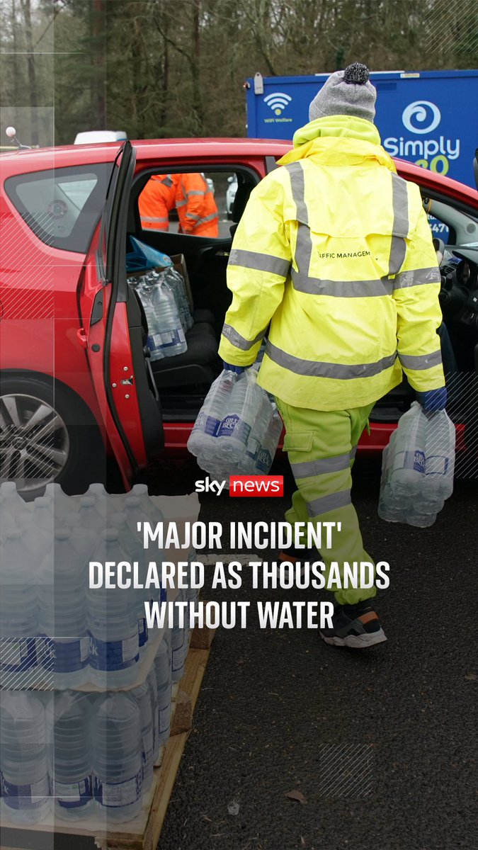 Tens of thousands of people across South East England are without water, as Kent County Council declared a major incident. South East Water blamed the outages on Storm Goretti & cold weather causing burst pipes and power cuts. Mollie Malone reports ⬇️