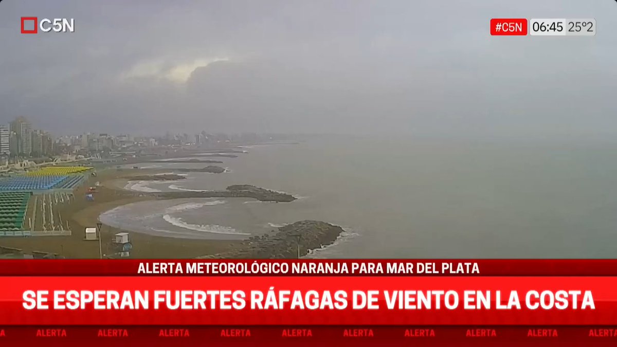 ⚠️ Alerta meteorológica naranja en Mar del Plata: se esperan fuertes ráfagas de viento, tormentas y caída de granizo en la Costa 📲 Sumate por C5N y en