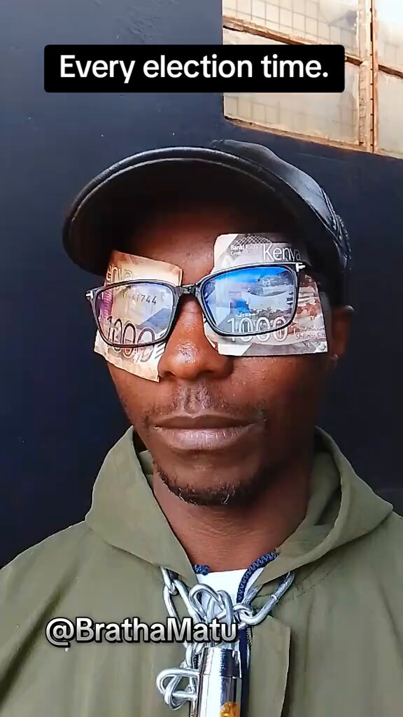 Bratha, a Kenyan comedian, depicts a Kenyan voter on election day!