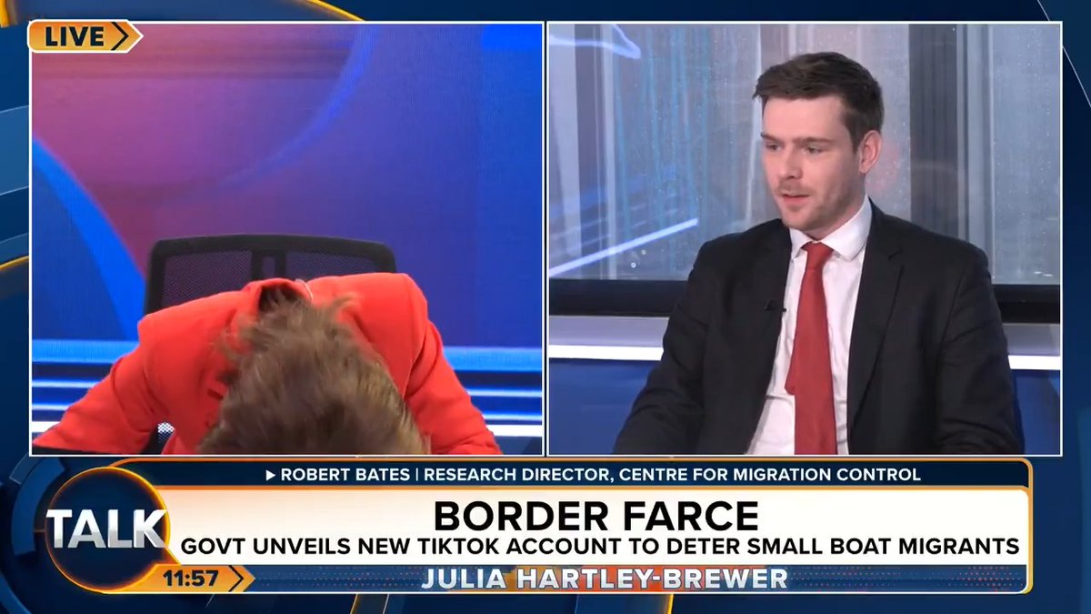 🚨 Julia Hartley-Brewer BANGS her head on the table in disbelief over the "incompetence" of Britain's detention facilities. Migration expert Robert Bates explains that, after a certain period of time, illegal migrants are let out if they can't be deported. Julia Hartley-Brewer