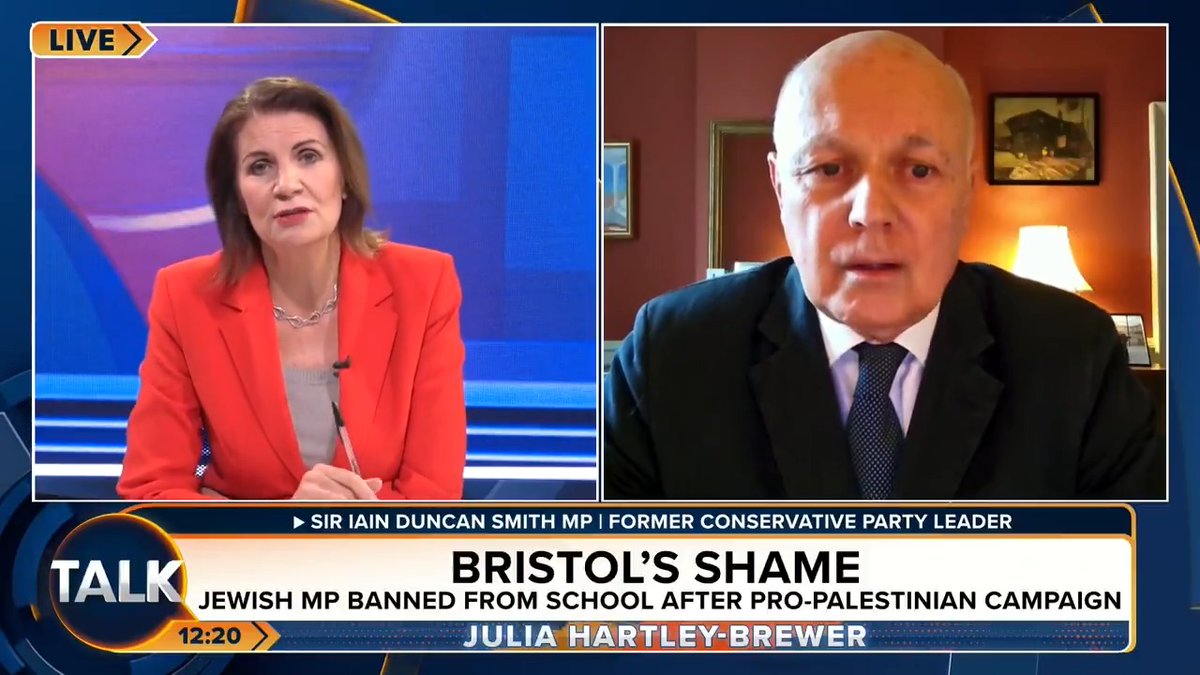 🚨 "I'm TERRIFIED. 16-year-olds being taught by teachers, who in some cases, think it's unacceptable for someone to be Jewish and pro-Israel." Julia and ex-Tory leader Iain Duncan Smith MP discuss the failure of teachers and police chiefs in standing up to Islamism. Julia Hartley-Brewer