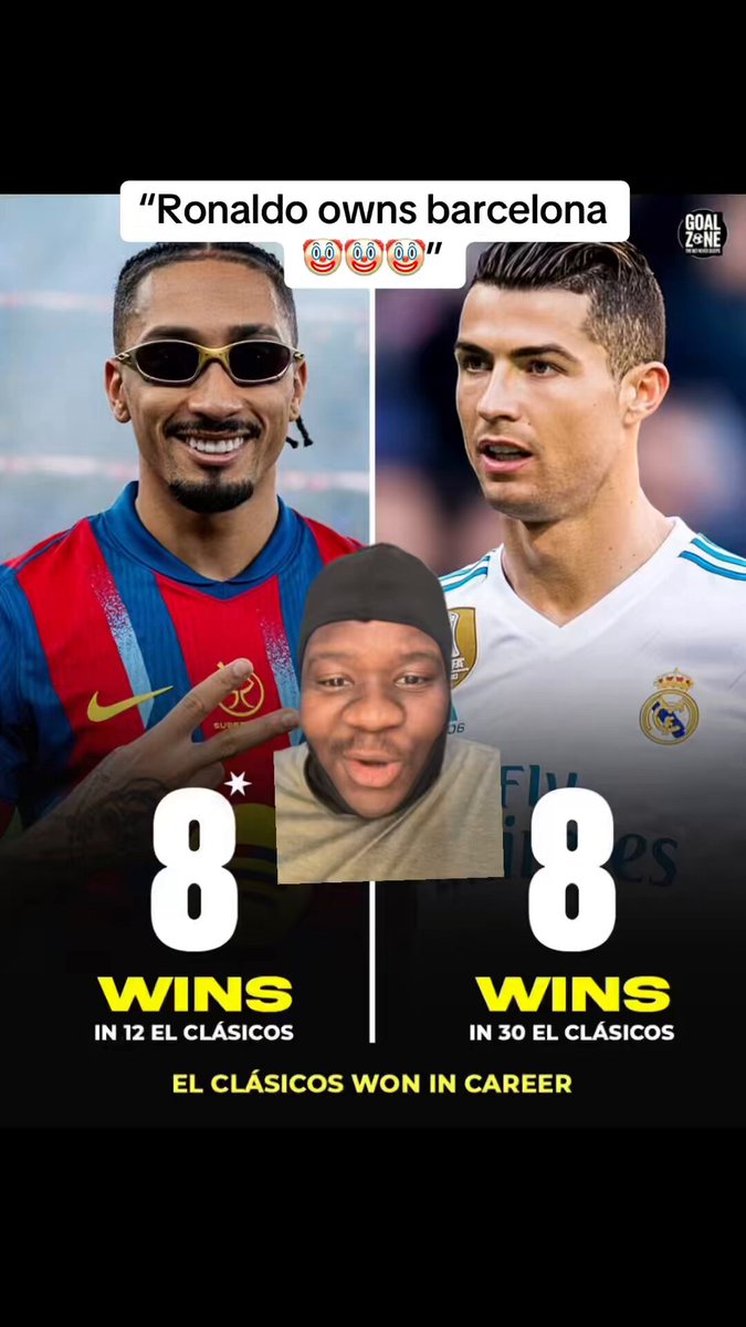 “Ronaldo conquered spain” “Ronaldo owns barcelona” Believe ronaldo fans at your own risk 😂😂