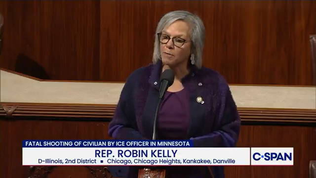 .Robin Kelly: "I rise today to announce I will be impeaching Homeland Security Secretary Kristi Noem. Secretary Noem has violated the Constitution and needs to be held accountable for terrorizing our communities."