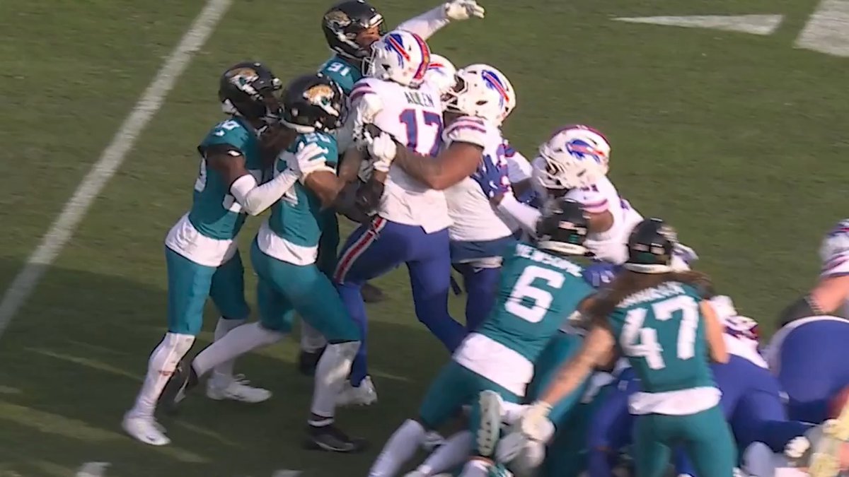 The Wild Card round Angry Runs scepter from Kyle Brandt is going to Buffalo Bills G O'Cyrus Torrence for practically carrying Josh Allen to the end zone 😤