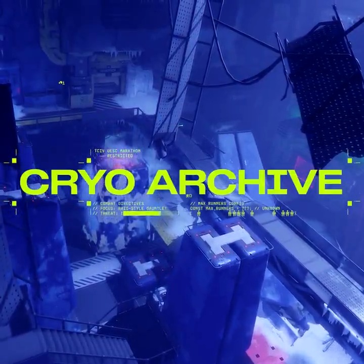Glimpse into Cryo Archive, the first floor of the UESC Marathon ❄️🌑 Cryo Archive is locked at launch. Once the way opens, bring your endgame build and solve raid-like security measures to pillage frozen vaults. Breach the 7th vault to challenge an entity even the UESC fears.