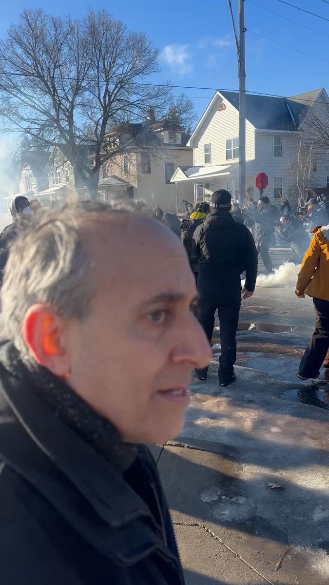 Video shows a chaotic scene from earlier Tuesday a couple of blocks from where Renee Good was killed in Minneapolis. Agents released a high-powered smoke grenade to clear the way through a crowd of protesters at the intersection of Oakland Avenue and 34th Street. Warning: Video contains profanity. Video by Louis Krauss.