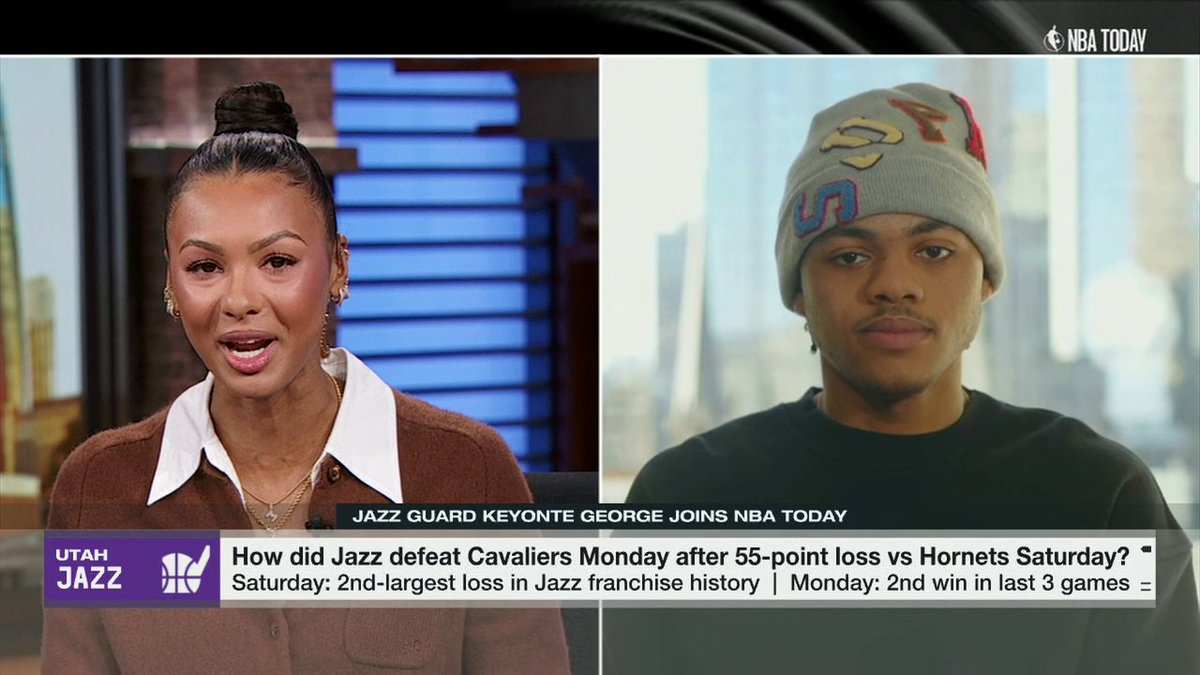 "For us, we just have to play great ball for 48 minutes and that's what we did last night." Utah Jazz forward Keyonte George shares with Malika Andrews how the Jazz were able to beat the Cavaliers after a huge loss to the Hornets ✍️