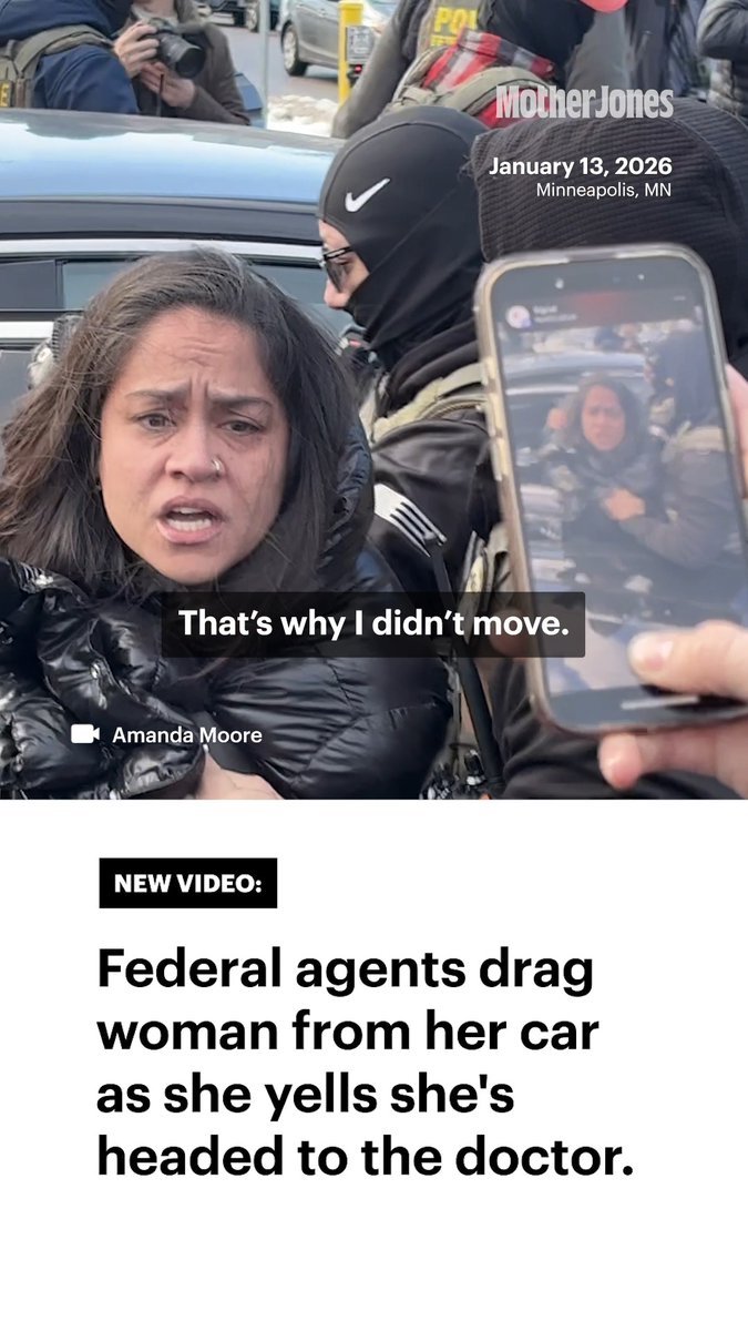 She said she was headed to a doctor's appointment. Federal agents still attacked her. Earlier today in Minneapolis, journalist Amanda Moore (amanda moore 🐢) documented a tense, chaotic federal operation near 34th Street and Park Avenue. The scenes unfolded amid a broader surge of federal immigration enforcement in the Twin Cities following the fatal shooting of Renée Good by an ICE officer last week.