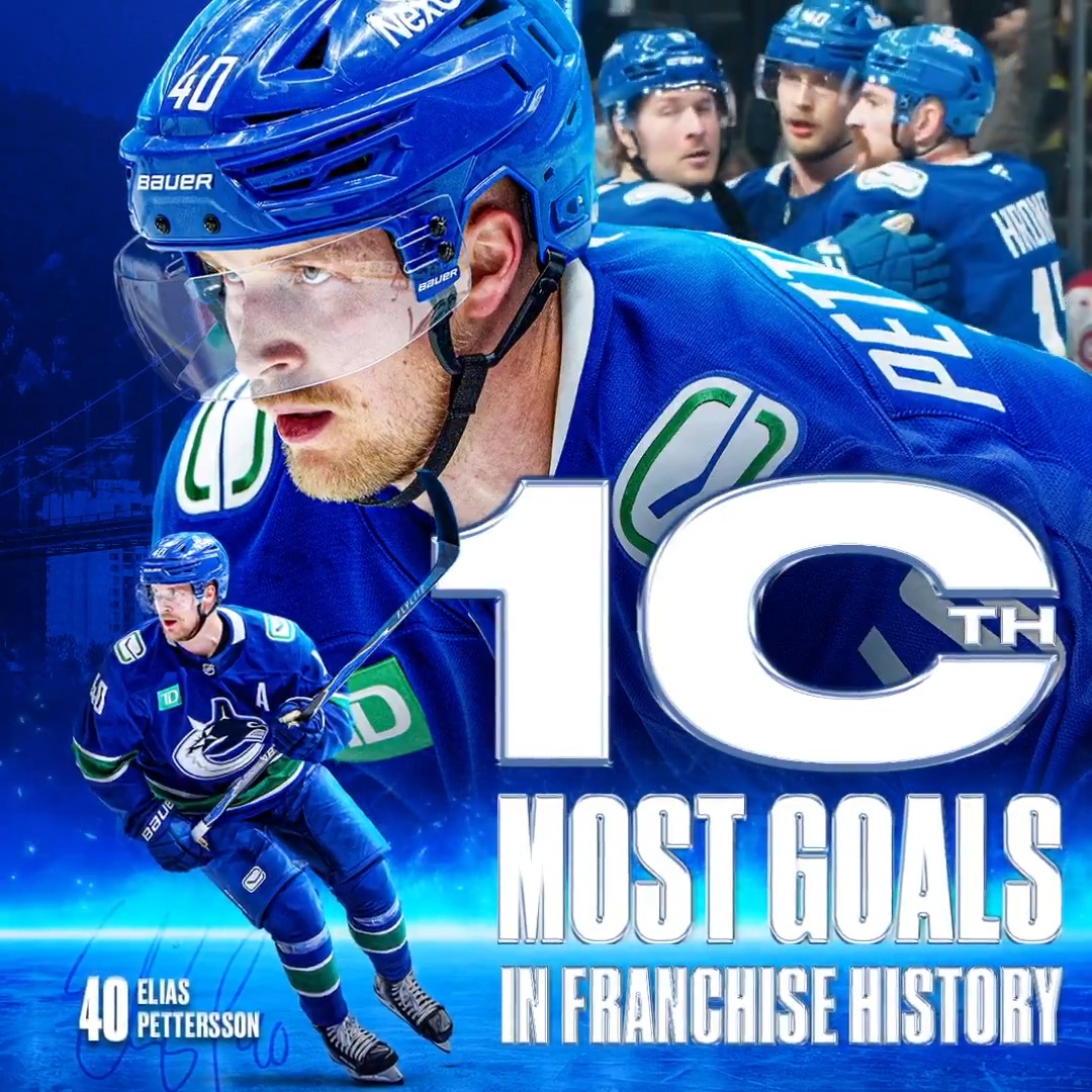 TOP 🔟 - ELIAS PETTERSSON! Congratulations Petey who is now 10th all-time in goals in #Canucks history.