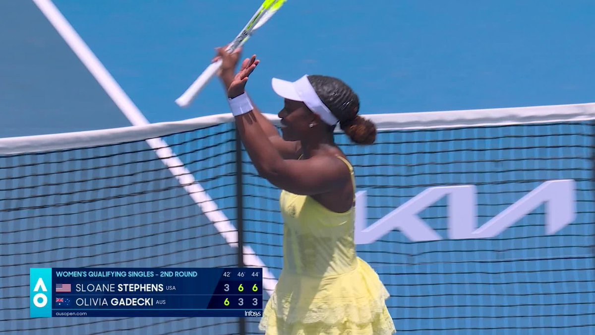 Sloane Stephens, the biggest star at the Australian Open qualifying, is now a win away from the main draw. Great to see her back.