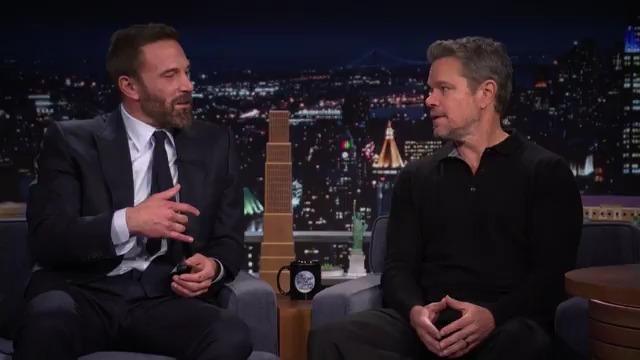 .Ben Affleck and his kids visited Matt Damon while filming The Odyssey 🥹 #FallonTonight