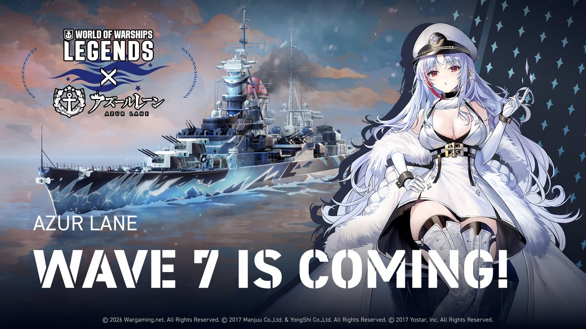 ⚓ #AzurLane is returning to World of Warships: Legends with the seventh wave of collaboration content! Get ready to meet five new Commanders: Vittorio Veneto, Ägir, Tallinn, Massachusetts, and Z24. Check out the video and article for all the details: