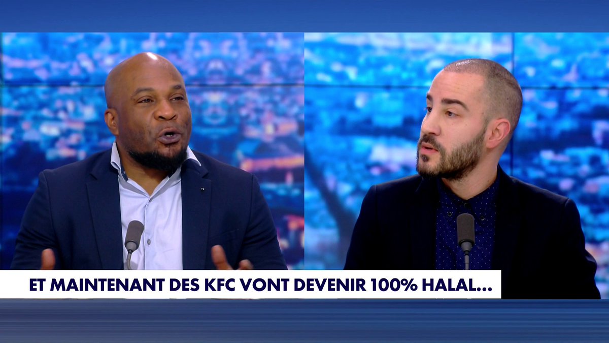«On parle de jihad culturel», estime Amaury Brelet au sujet du 100% hallal dans les KFC. Un argument auquel s'oppose Valéry Barny. Débat houleux entre les deux hommes dans #MorandiniLive