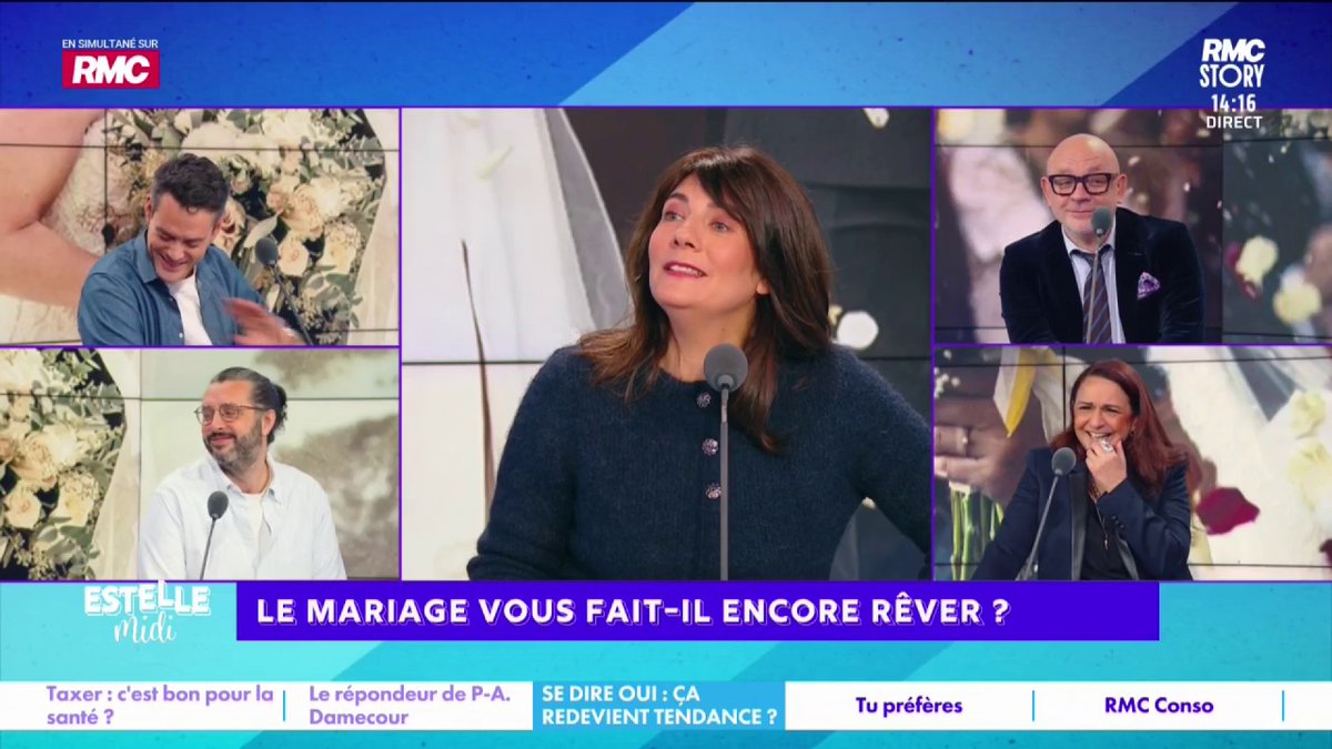 💍 Le mariage vous fait-il encore rêver ? 🎙️ Baptiste des Monstiers : "Vous allez vous moquer de moi Estelle sur la demande en mariage..." 🎙️ Estelle Denis : "Non, en demande, je ne me moque de personne, je vous assure ! Moi, j'étais en mondovision !" #EstelleMidi