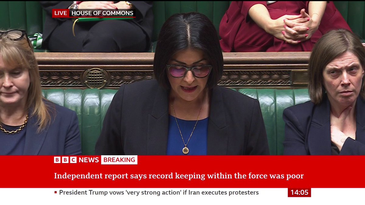 "I must declare today that the chief constable of West Midlands Police no longer has my confidence" Home Secretary Shabana Mahmood gives statement on Craig Guildford's role in banning Maccabi Tel Aviv fans from match against Aston Villa