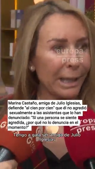 Marina Castaño, amiga de Julio Iglesias y viuda de Camilo José Cela, defiende "al cien por cien" que el cantante no agredió sexualmente a las asistentas que lo han denunciado: "Si una persona se siente agredida, ¿por qué no lo denuncia en el momento?"