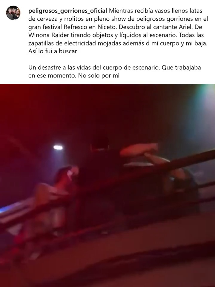 "Winona Riders": Por lo que sucedió durante un show de la banda Peligrosos Gorriones