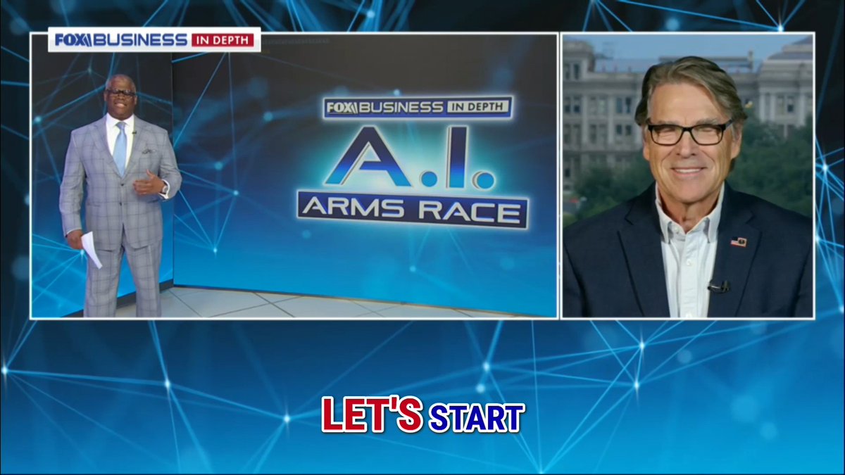 NEW: Former U.S. Energy Secretary Rick Perry highlights President Trump's goal to win the A.I. war. "President Trump understands the stakes here, that we're literally in a war with China. Whoever gets to A.I. first, so to speak, wins, and he intends to win." Watch FOX Business In Depth: A.I. Arms Race tonight at 8p ET, only on FOX Business.