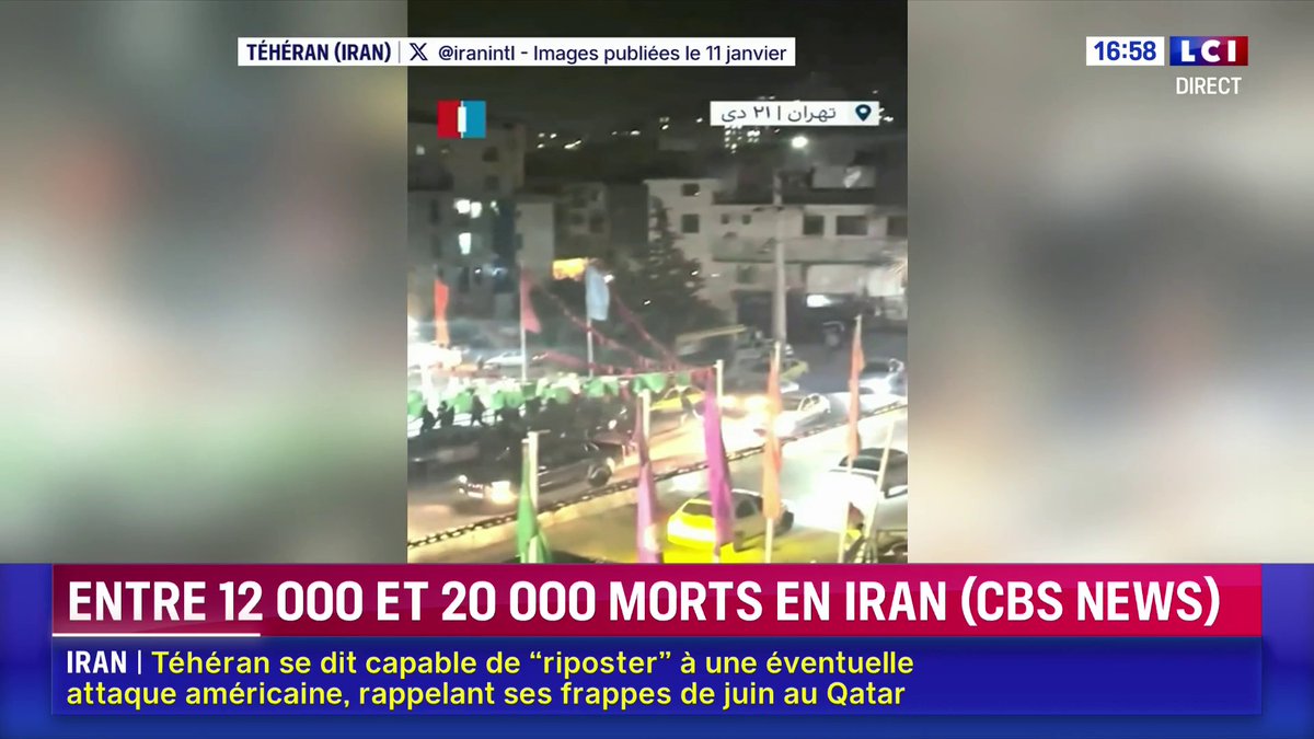 🔴 Iran : "Tout le monde se fait tuer" ➡️ Il s'agit d'une conversation entre une personne restée dans le pays et un parent résidant à l'étranger. "Personne ne peut imaginer ce qui est en train de se passer. Des milliers et des milliers de personnes sont tuées", peut-on entendre