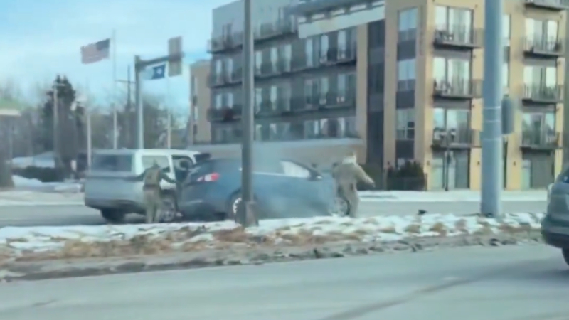 EXCLUSIVE: Border Patrol vehicle rammed on Minneapolis highway before suspect flees, crashes, and is taken into custody as bystanders scream obscenities DHS statement provided to Border Hawk: "On January 11, U.S. Border Patrol was conducting immigration enforcement operations in Minneapolis, Minnesota, when agents observed several vehicles driving erratically and following them. "A U.S. citizen, sideswiped a government vehicle on the highway, and then failed to yield. Agents attempted to immobilize the vehicle but the driver exited the highway. After breaking away from pursuing agents, she crashed her vehicle. "Agents located the crash, took her to the hospital where she was medically cleared, and arrested her." 📹: unknown